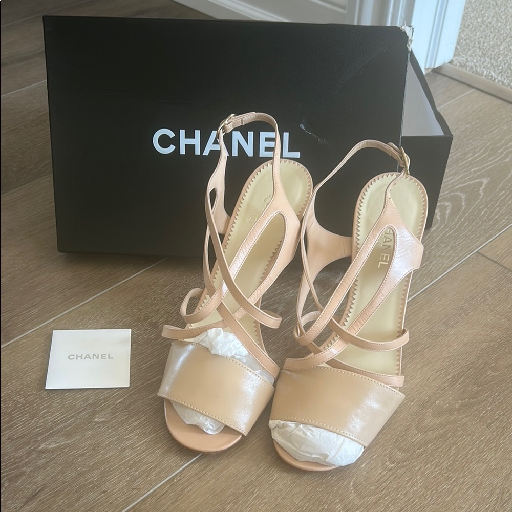 Chanel Women's Beige Strappy Heels